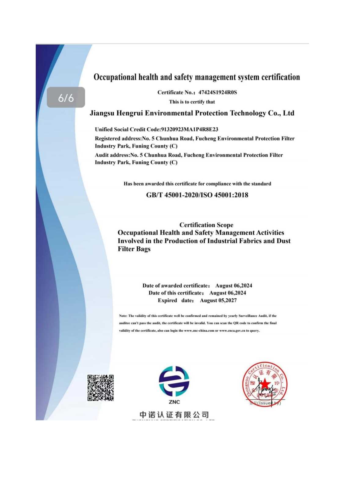 Occupational Health and Safety Management System Certification